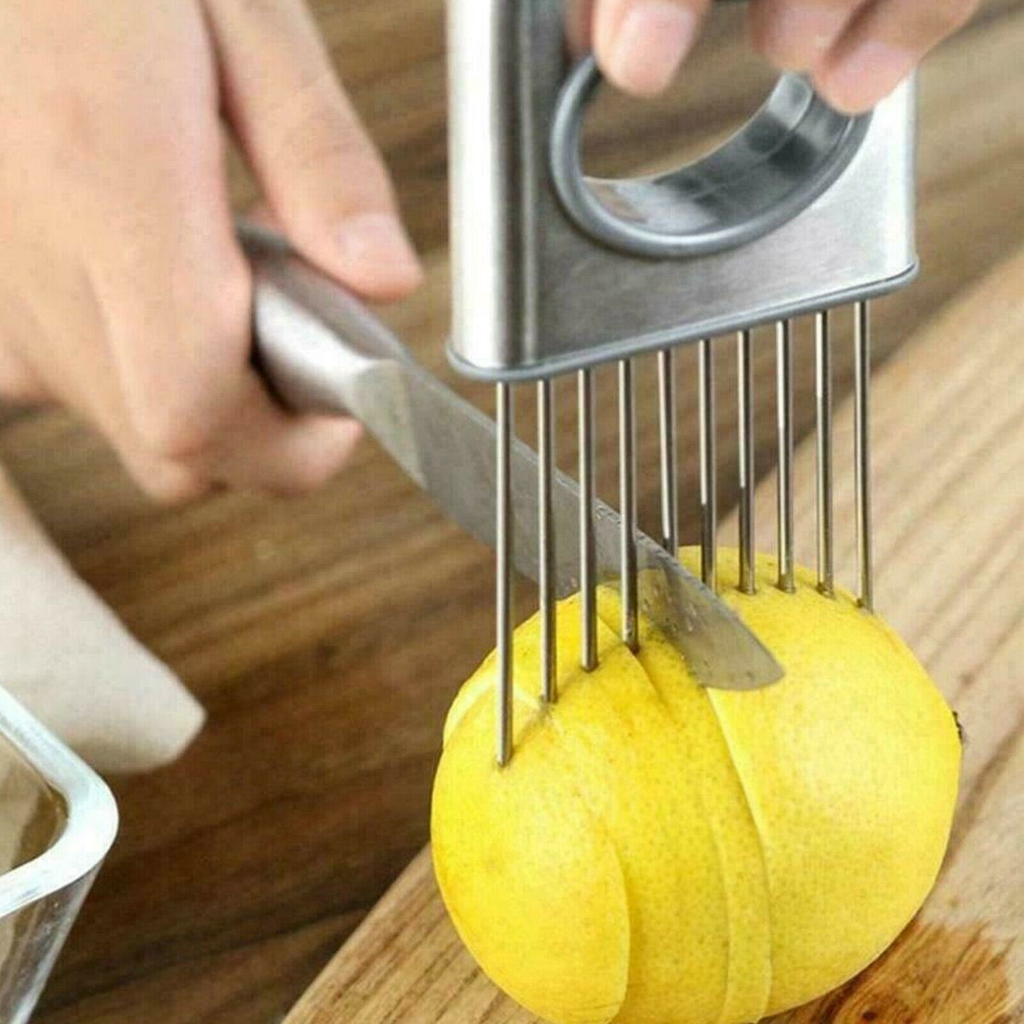 Onion Holder Slicer Vegetable tools Tomato Cutter Stainless Steel Kitchen Gadget - LiftHerLife