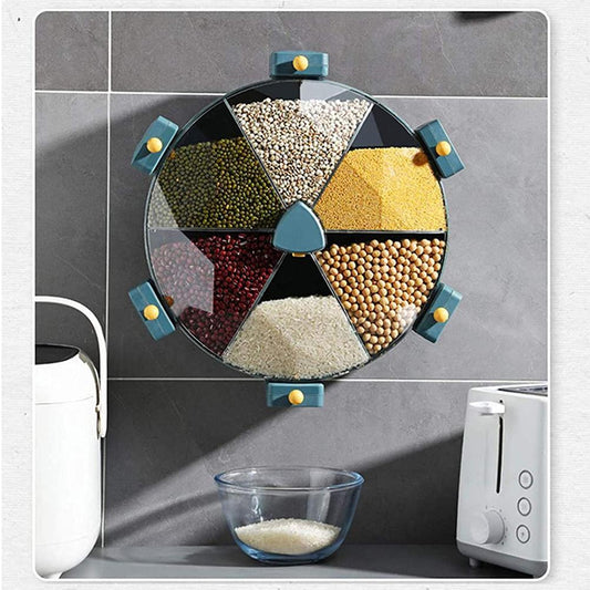 Wall-Mounted Grain Dispenser Compartments Dry Food Dispenser Rotating Cereal For Kitchen Gadget - LiftHerLife