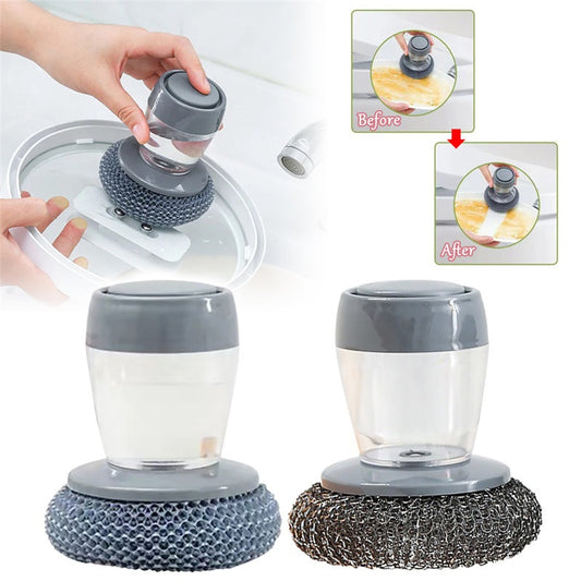 Kitchen Soap Dispensing Palm Brush Cleaner Push-type Brush Kitchen Detergent Tools - LiftHerLife