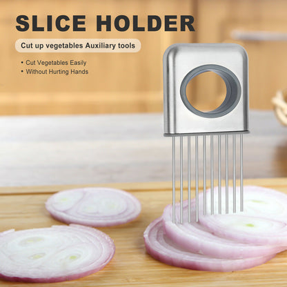 Onion Holder Slicer Vegetable tools Tomato Cutter Stainless Steel Kitchen Gadget - LiftHerLife